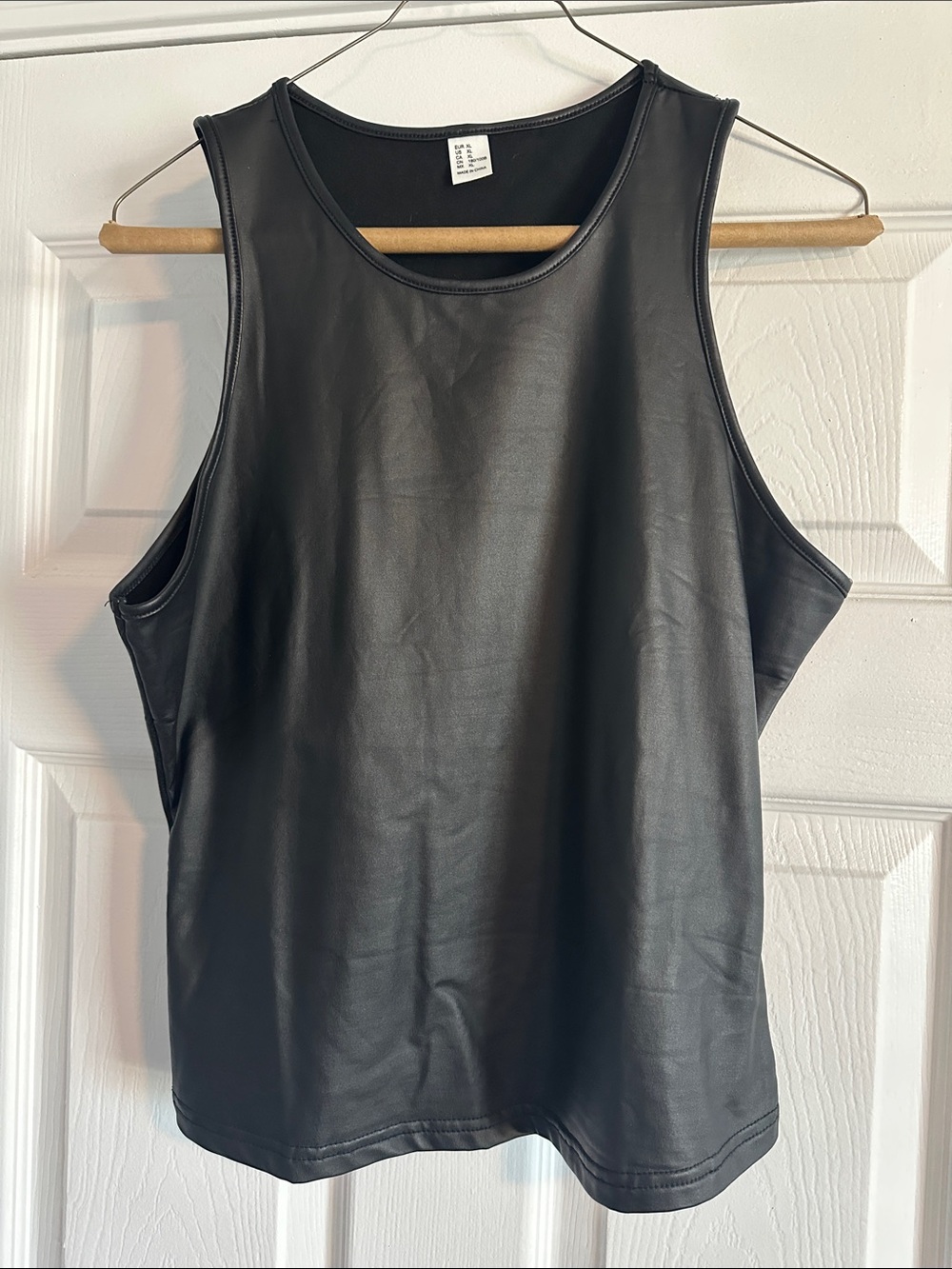 Women’s Black Faux Leather Tank Top